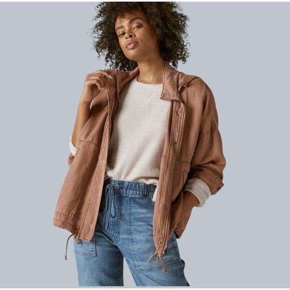 Lucky Brand Jackets & Blazers - LUCKY BRAND Utility Anorak Jacket Linen Lyocell Blend in Blush - Size XS